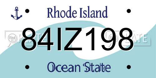 84IZ198 Rhode Island License Plate