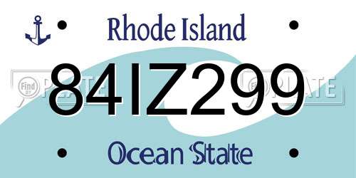84IZ299 Rhode Island License Plate