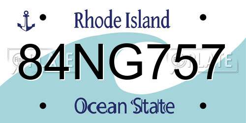 84NG757 Rhode Island License Plate