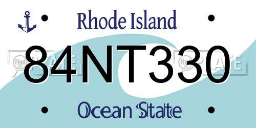 84NT330 Rhode Island License Plate