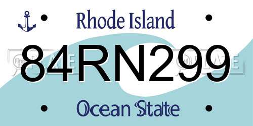 84RN299 Rhode Island License Plate