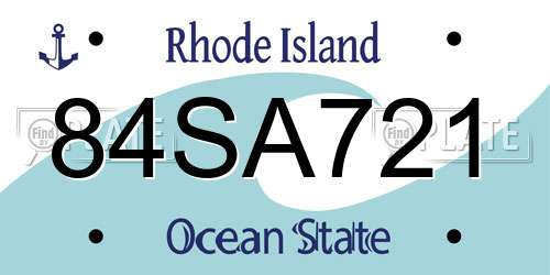 84SA721 Rhode Island License Plate