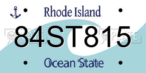 84ST815 Rhode Island License Plate