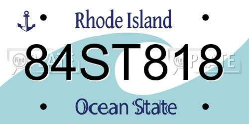 84ST818 Rhode Island License Plate