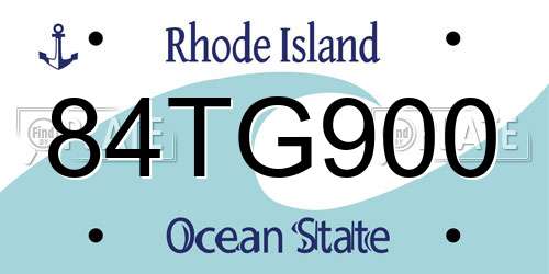 84TG900 Rhode Island License Plate