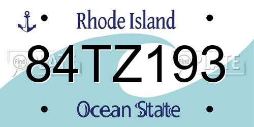 84TZ193 Rhode Island License Plate