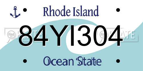 84YI304 Rhode Island License Plate