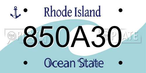 850A30 Rhode Island License Plate