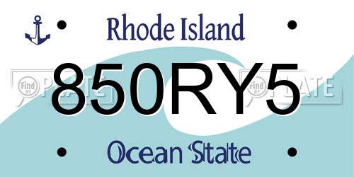 850RY5 Rhode Island License Plate