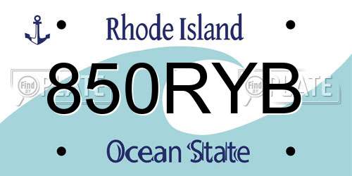 850RYB Rhode Island License Plate