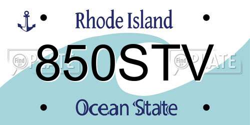 850STV Rhode Island License Plate