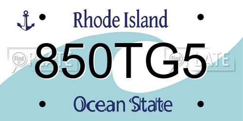 850TG5 Rhode Island License Plate
