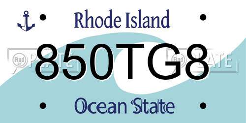 850TG8 Rhode Island License Plate