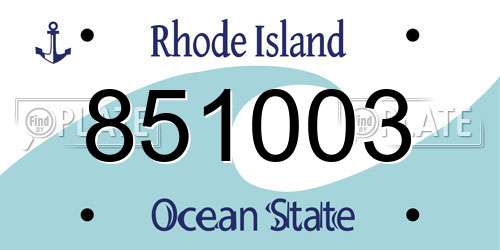 851003 Rhode Island License Plate