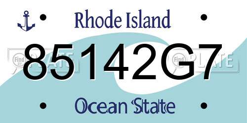 85142G7 Rhode Island License Plate
