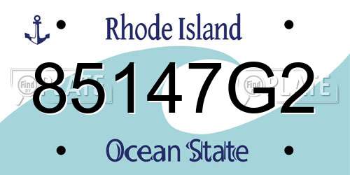 85147G2 Rhode Island License Plate