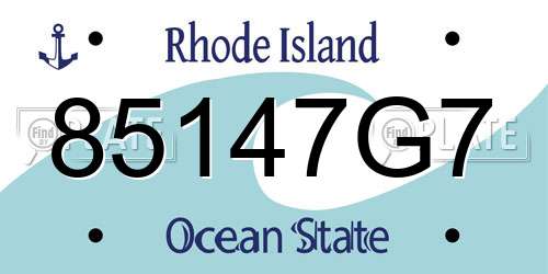 85147G7 Rhode Island License Plate