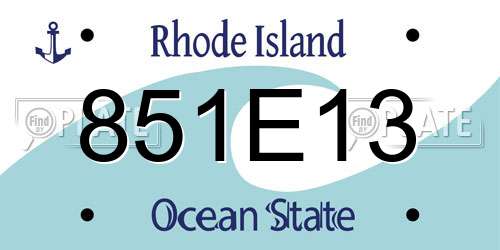 851E13 Rhode Island License Plate