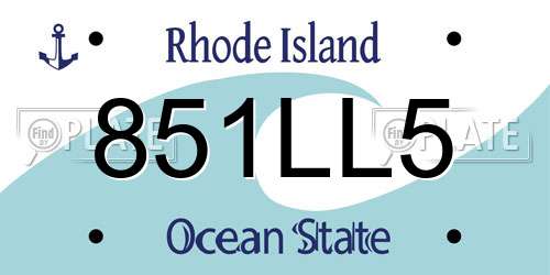 851LL5 Rhode Island License Plate