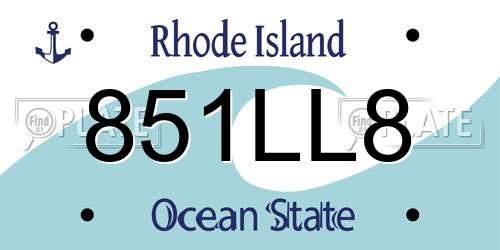 851LL8 Rhode Island License Plate