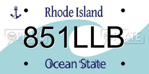 851LLB Rhode Island License Plate