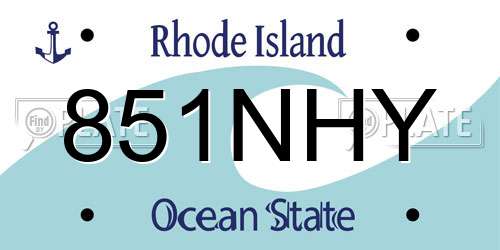 851NHY Rhode Island License Plate
