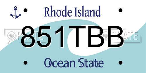 851TBB Rhode Island License Plate