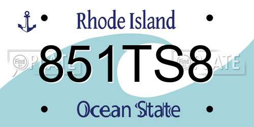 851TS8 Rhode Island License Plate