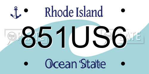 851US6 Rhode Island License Plate