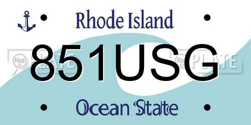 851USG Rhode Island License Plate