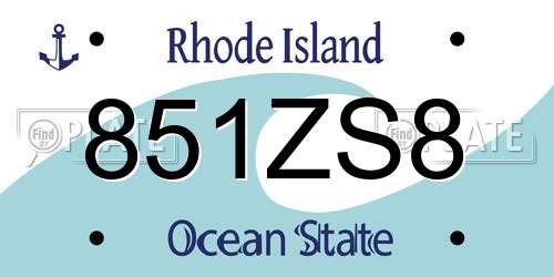 851ZS8 Rhode Island License Plate