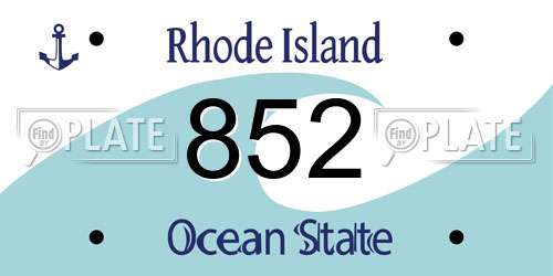 852 Rhode Island License Plate