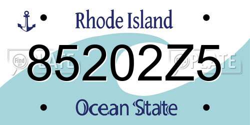 85202Z5 Rhode Island License Plate