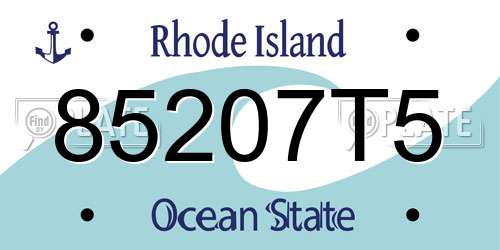 85207T5 Rhode Island License Plate