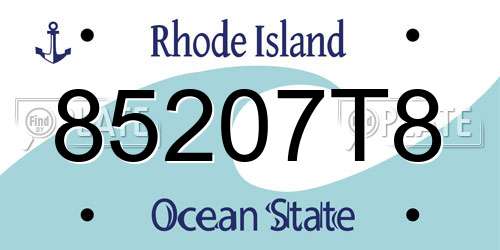 85207T8 Rhode Island License Plate