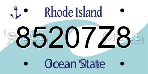 85207Z8 Rhode Island License Plate