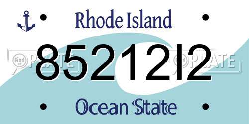 85212I2 Rhode Island License Plate