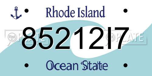 85212I7 Rhode Island License Plate