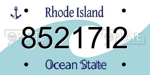 85217I2 Rhode Island License Plate
