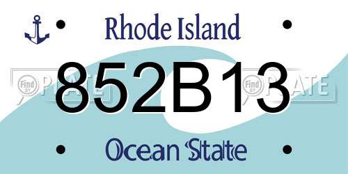 852B13 Rhode Island License Plate