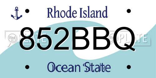 852BBQ Rhode Island License Plate