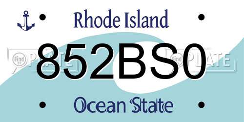 852BS0 Rhode Island License Plate