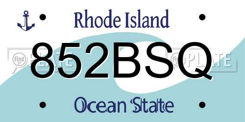 852BSQ Rhode Island License Plate