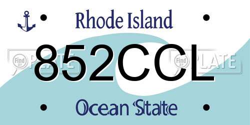 852CCL Rhode Island License Plate