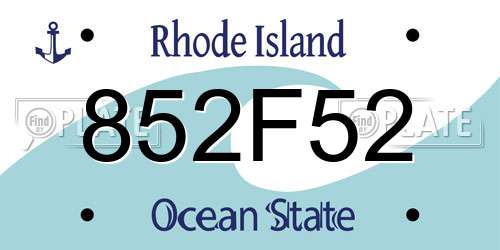 852F52 Rhode Island License Plate
