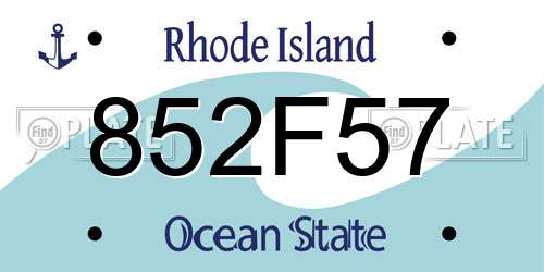852F57 Rhode Island License Plate