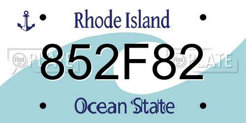 852F82 Rhode Island License Plate