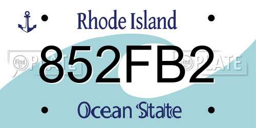 852FB2 Rhode Island License Plate