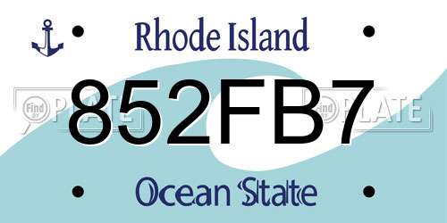 852FB7 Rhode Island License Plate
