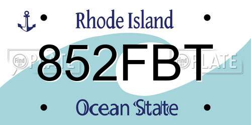 852FBT Rhode Island License Plate